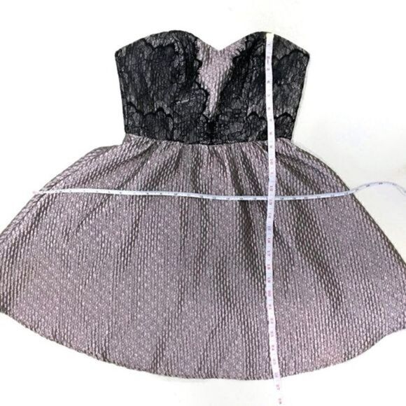 ASTR Metallic Taupe Strapless Skater Dress Lace Trim - Picture 8 of 8